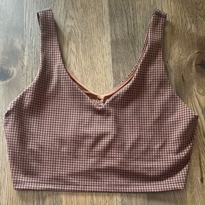 Offline by Aerie Brown Black Gingham Sports Bra Large